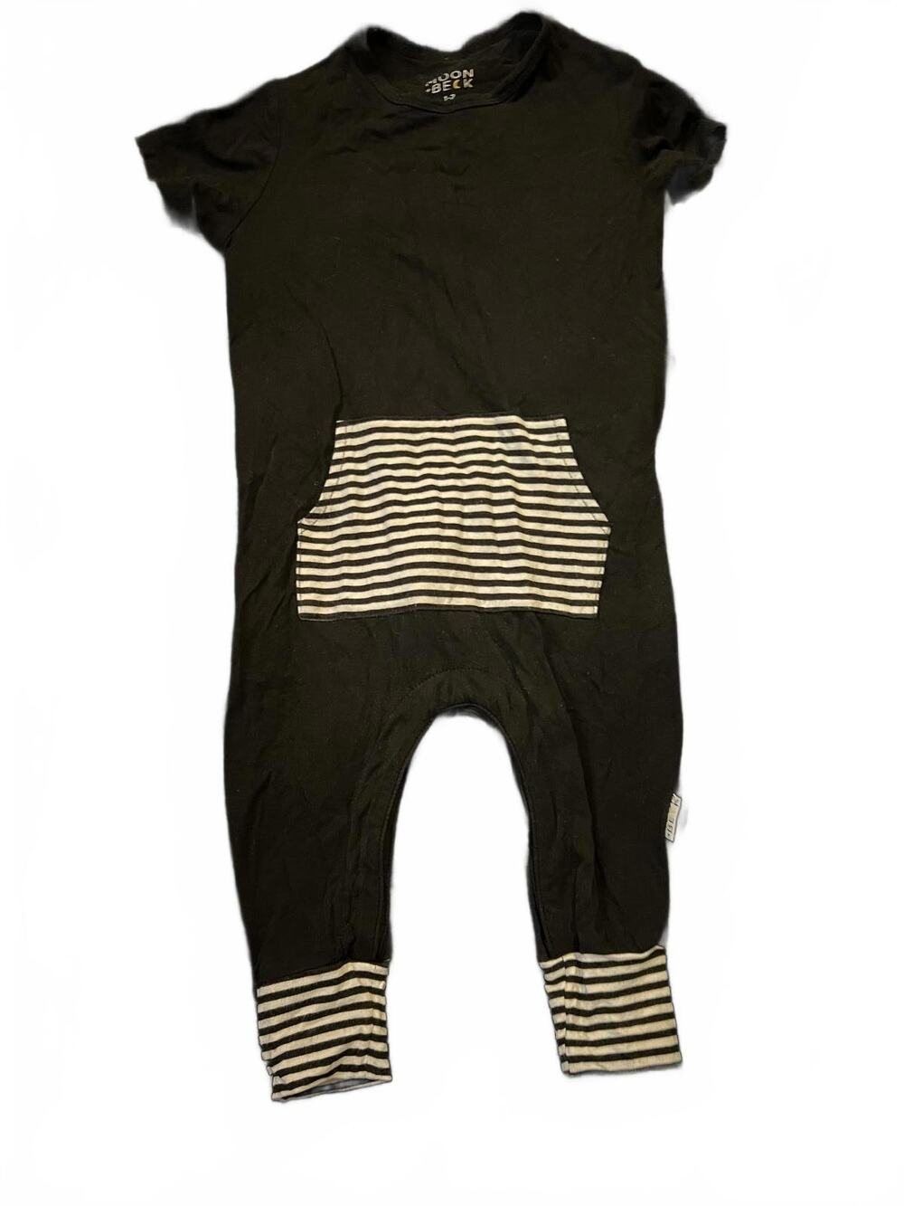 Moon + Beck Toddler Bamboo Romper 1-2Y Black Pocket One Piece Jumpsuit EUC